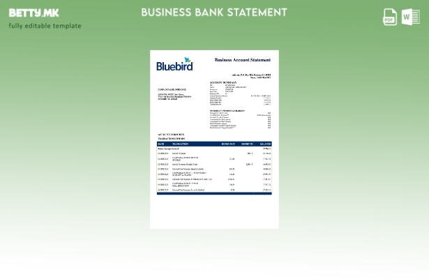 модерен стил USA Bluebird цврста изјава за сметката Шаблон Word и PDF